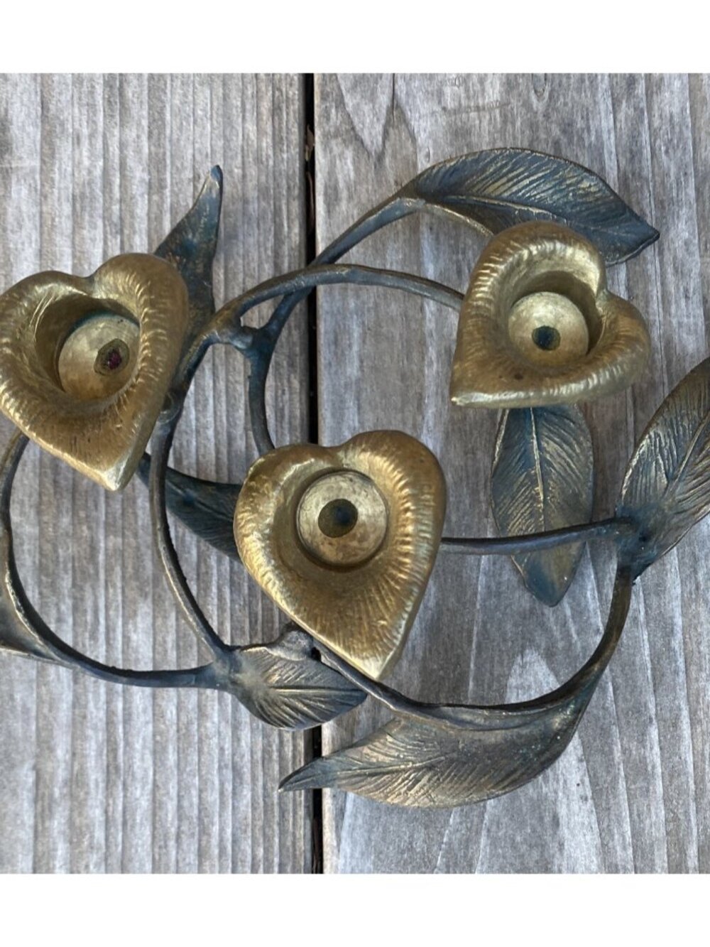 Bronze and Brass Calla Lilly Table Top 3 Candle Holder 10” X 8” X 4” Vintage (B1